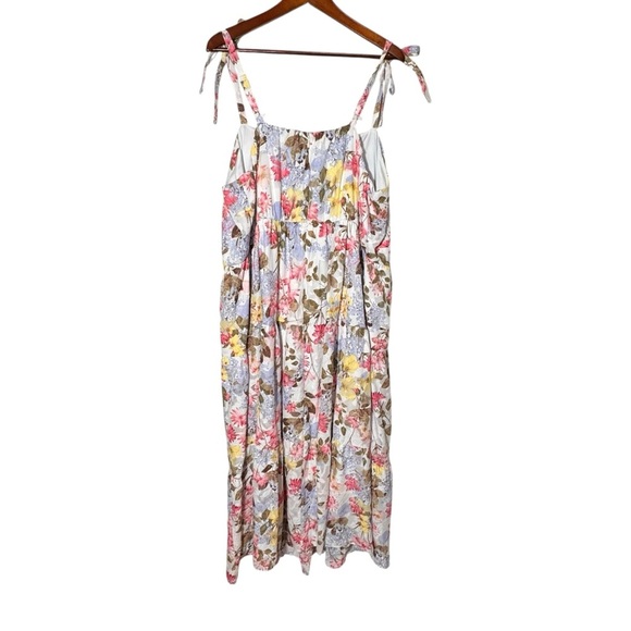 Lane Bryant Tie-Strap Tiered Floral Maxi Dress Pockets Size 22 Feminine - Picture 5 of 13
